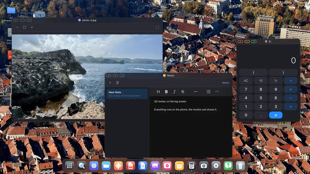 XeOS on an external display: small apps
