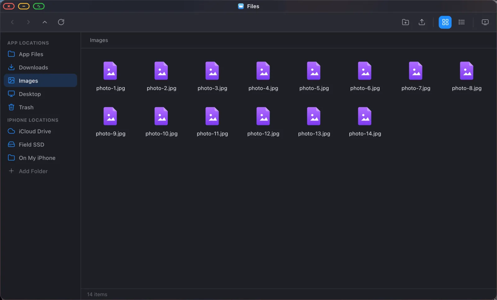 A folder of images shown as thumbnails in the file manager.