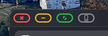 The four window buttons, with the green full-screen button third from the left.